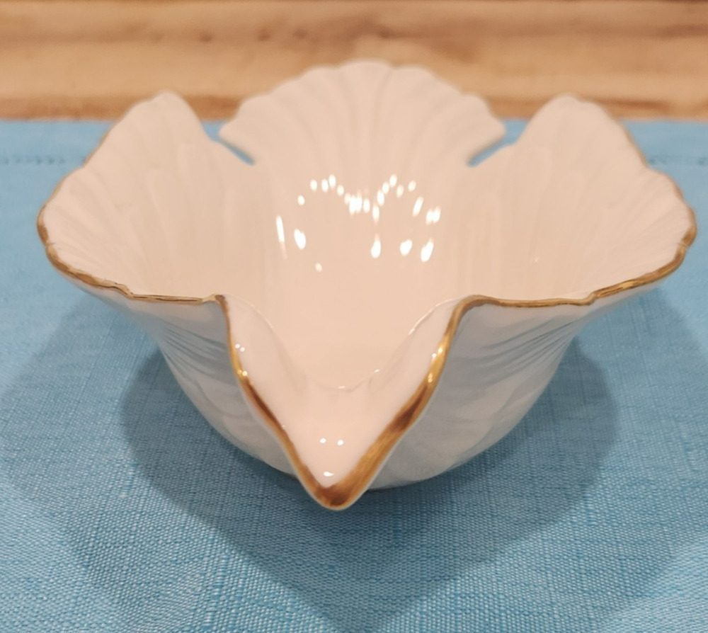 Vintage Lenox Porcelain Dove Open Dish Gold Trim Made in USA Glossy Finish